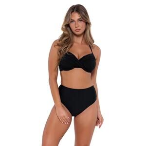 Sunsets Women's Small Black High Road Hipster Bikini Bottom Resort Beach H24-17
